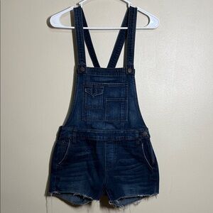 Free People Dark Wash Cutoff Short Overalls Size 25